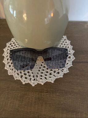 Dior Black Gradient Logo Shield Sunglasses with Gold Bridge